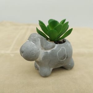 Cow Faux Succulent Planter Grey Cement